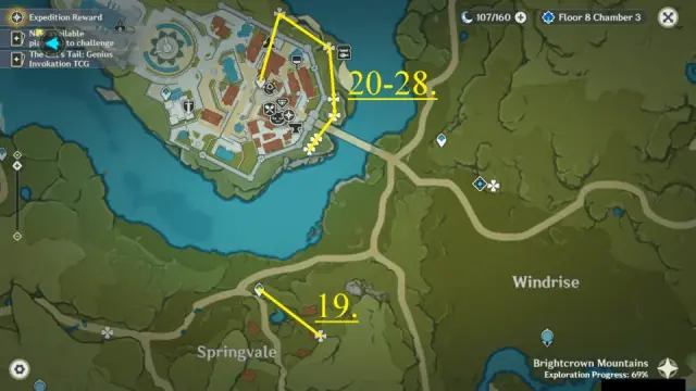 Mondstadt Dandelion Seed Farming Route Map