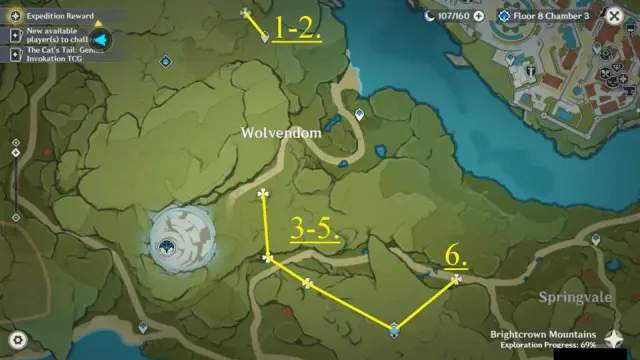 Wolvendom Dandelion Seed Farming Route Map