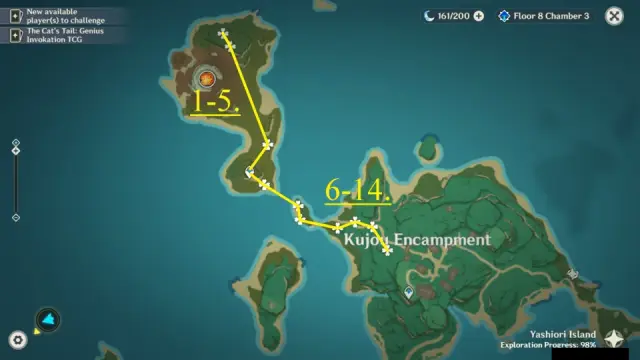 Kujou Encampment Dendrobium Farming Route Map