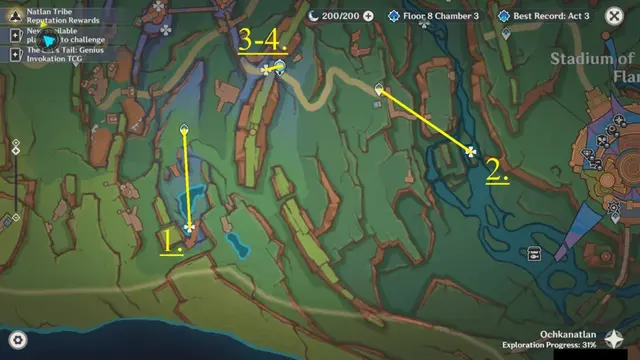 Tezcatepetonco Range Glowing Hornshroom Farming Route Map