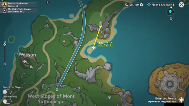 North Mont Automnequi Lumidouce Bell Farming Route Map