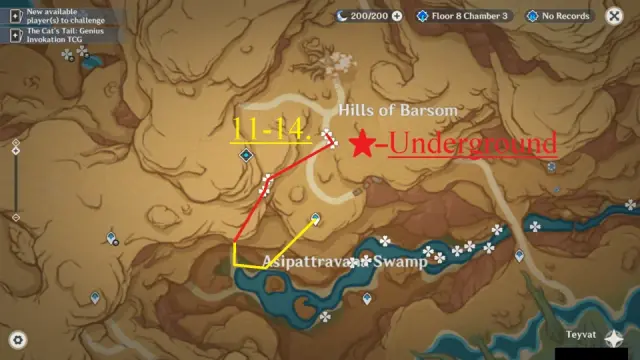 Hills of Barsom Mourning Flower Farming Route Map