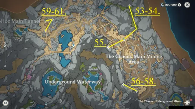 The Chasm Main Mining Area Noctilucous Jade Farming Route Map