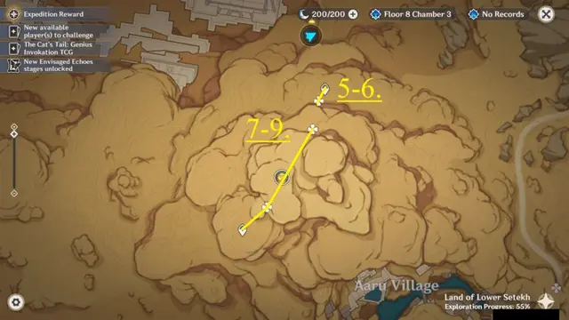 Aaru Village Scarab Farming Route Map