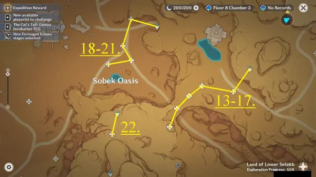 Sobek Oasis Scarab Farming Route Map