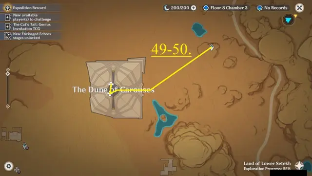 The Dune of Carouses Scarab Farming Route Map