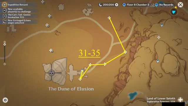 The Dune of Elusion Scarab Farming Route Map