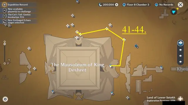 The Mausoleum of King Deshret Scarab Farming Route Map