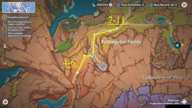 Fallingstar Fields Skysplit Gembloom Farming Route Map