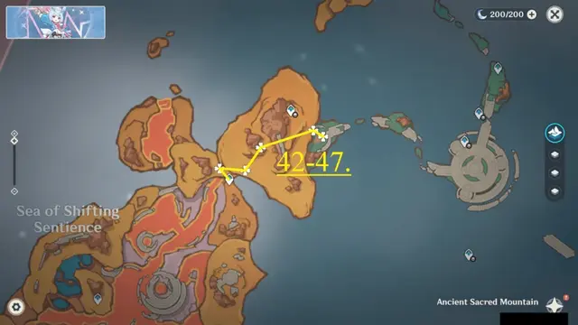 Sea of Shifting Sentience Skysplit Gembloom Farming Route Map
