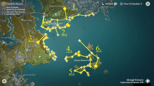 Starconch Farming Routes in Liyue