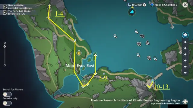 Mont Esus East Subdetection Unit Farming Route Map