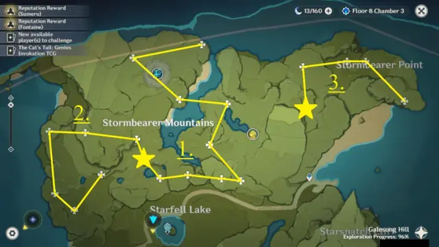 Valberry Farming Routes in Mondstadt