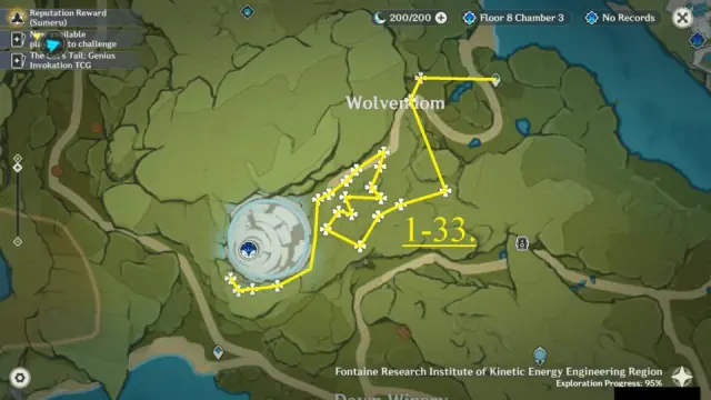 Wolvendom Wolfhook Farming Route Map