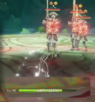 Arlecchino's Elemental Skill granting a Bond of Life.