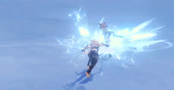 Cryo Traveler's Elemental Skill used in Stellar-Swirl.
