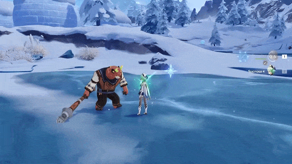 Cryo Traveler's Elemental Skill used in Stellar-Swirl.