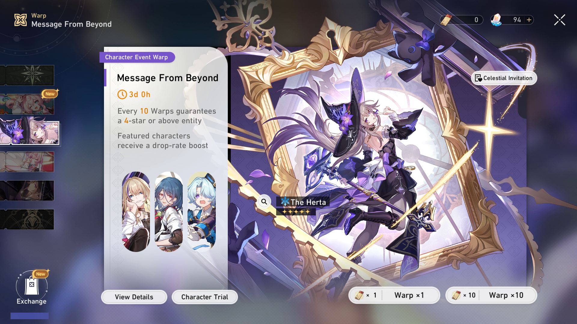 Character Event Warp