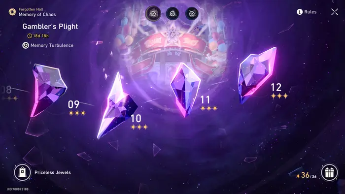 Main menu, MoC Gambler's Plight in Honkai: Star Rail