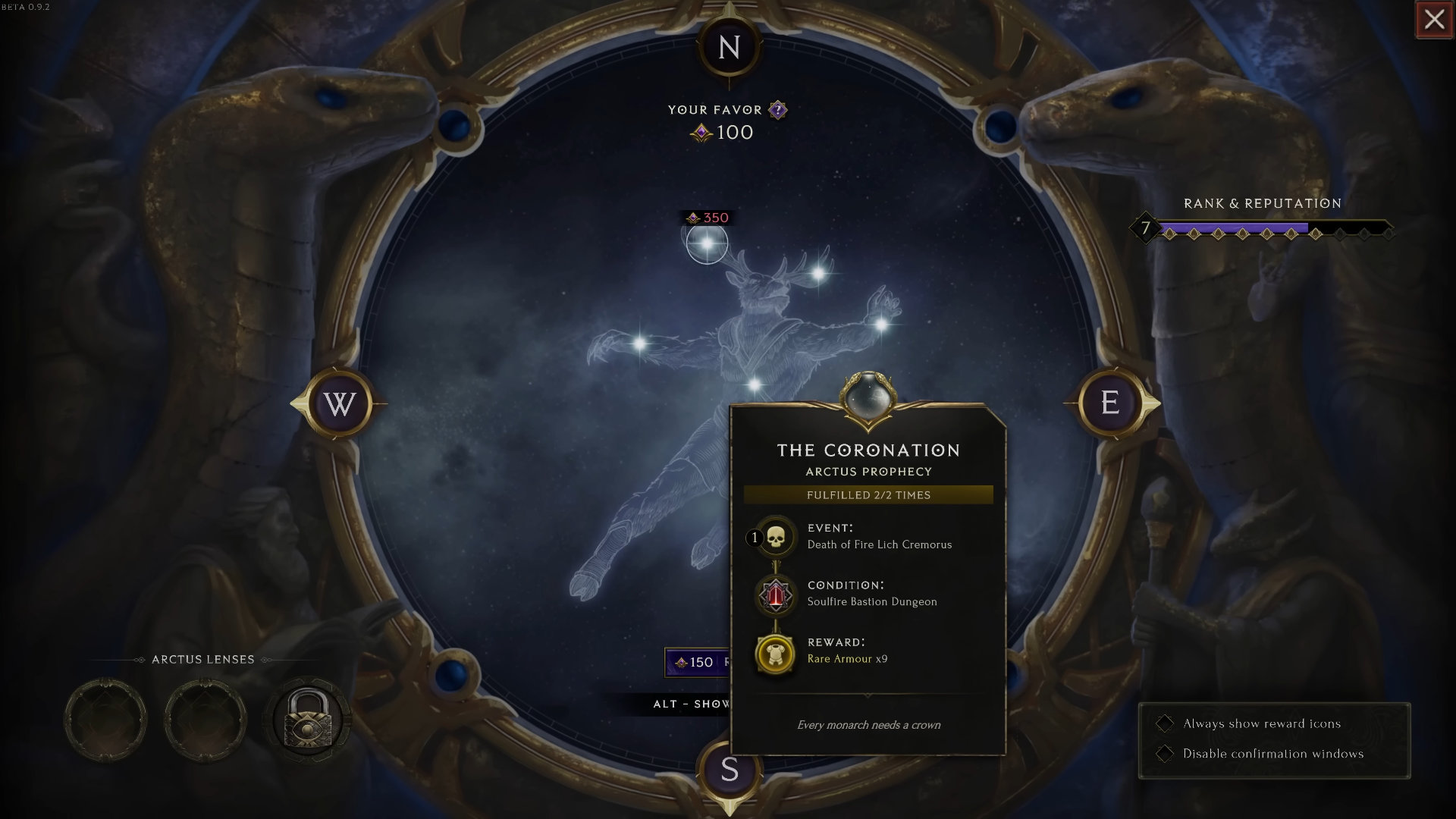 Circle of Fortune Prophecies Interface