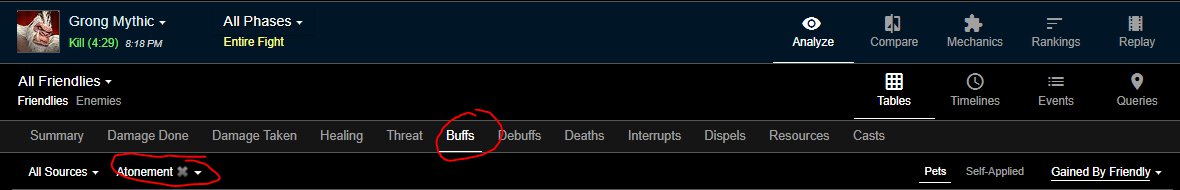 WarcraftLogs Select Atonement Buffs