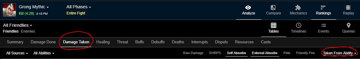 WarcraftLogs Select Damage Taken