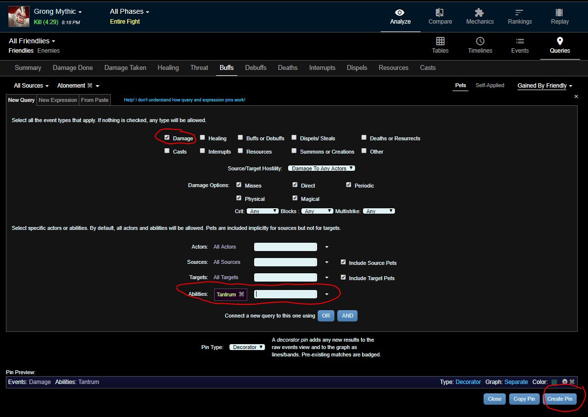 WarcraftLogs Tantrum Damage Query 