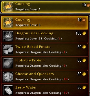 Cooking in Dragonflight