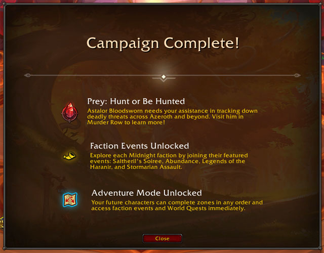 Midnight Campaign Complete Screen