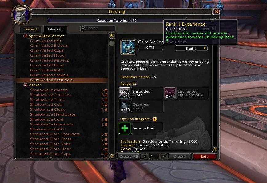 A to Legendary Base Items in Shadowlands (9.2.5) - World Warcraft - Veins