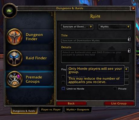 Group Finder Restrictions