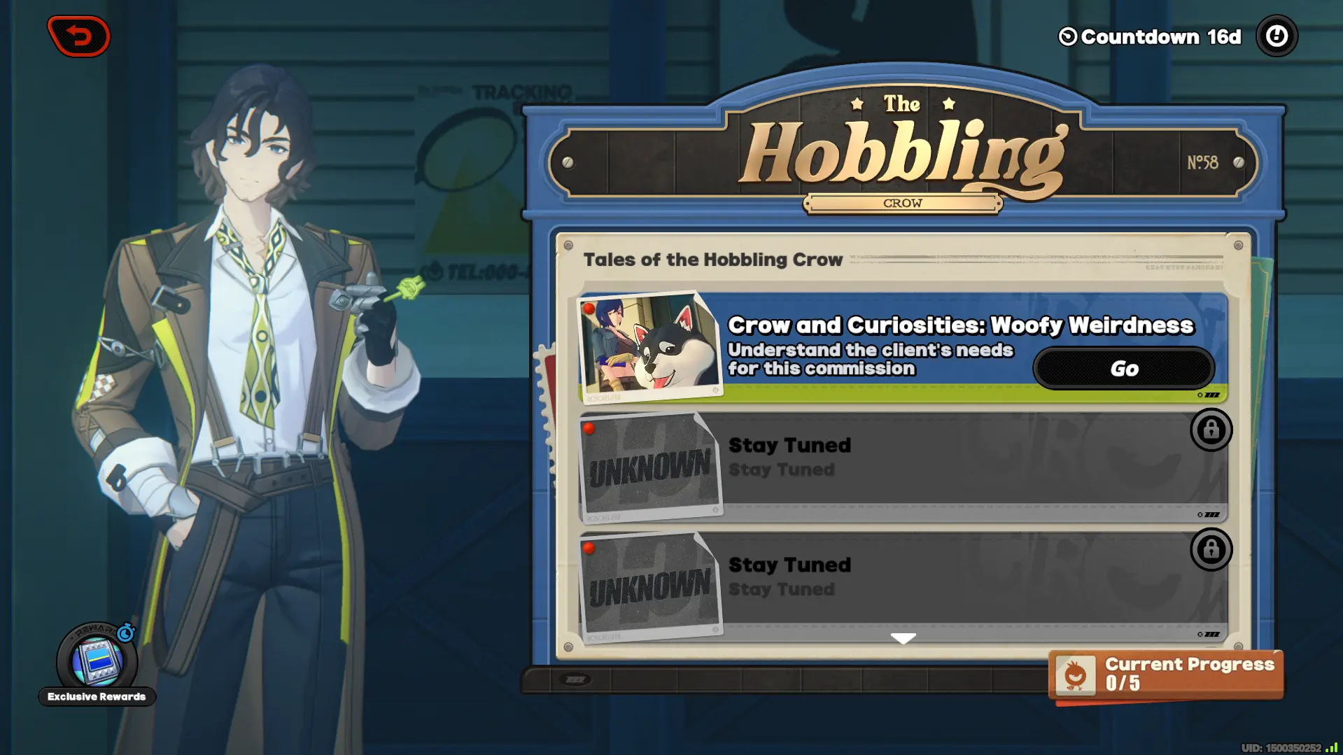 Tales of the Hobbling Crow Event Menu