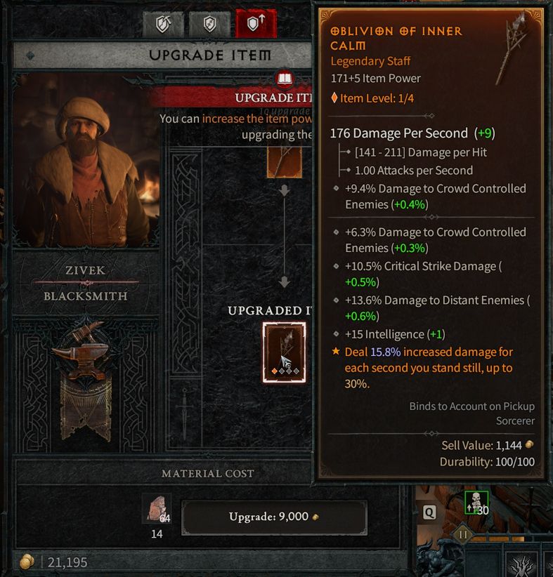 Blacksmith Upgrade Interface Diablo 4