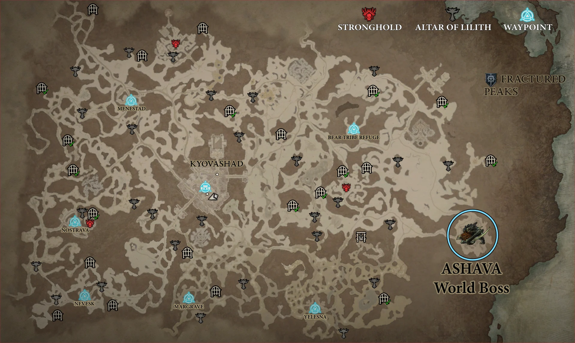 Fractured Peaks Altar of Lillilth, Waypoins, Strongholds, World Boss, Renown