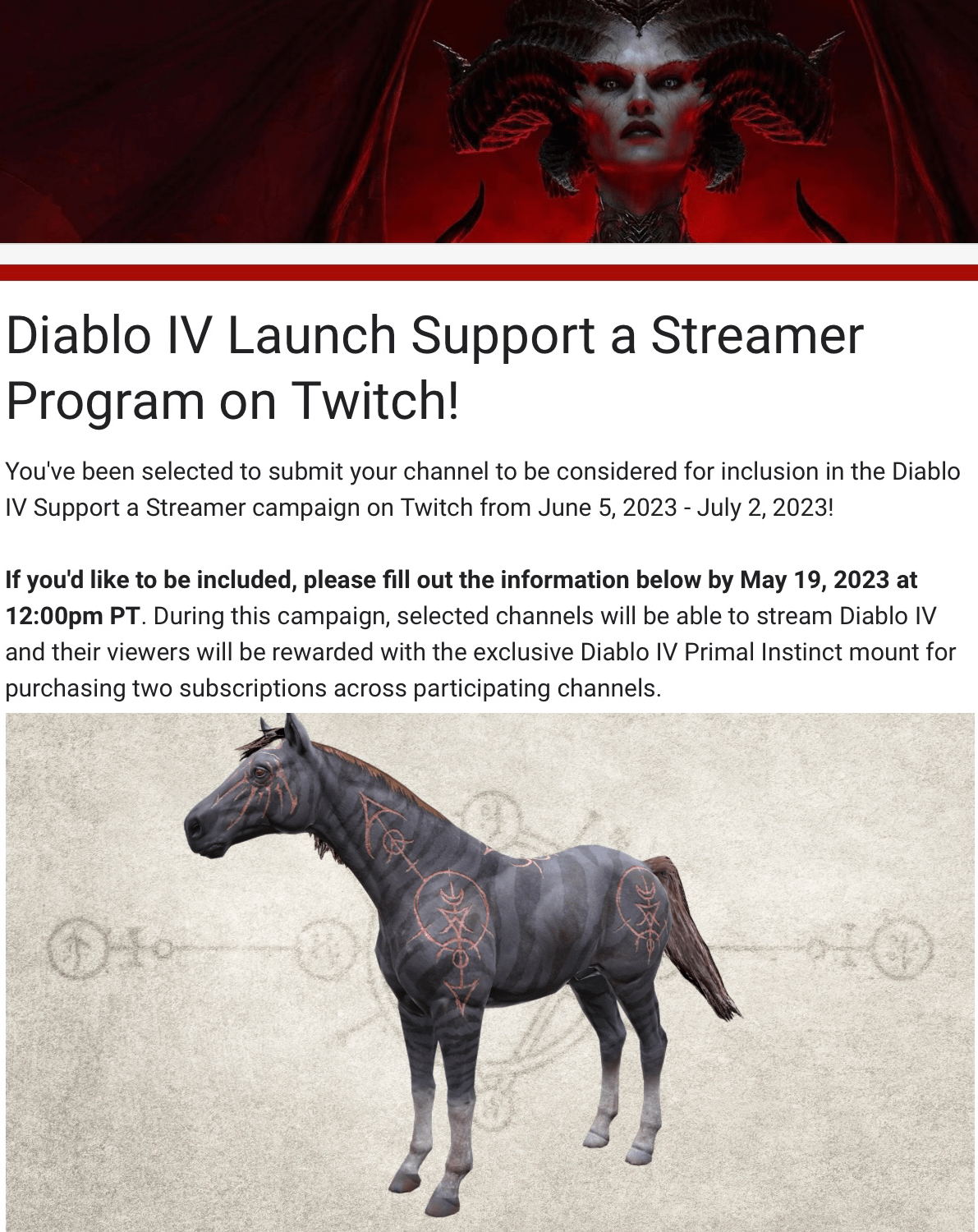 Diablo IV Launch Twitch Drops: Earn the Primal Instinct Mount — Diablo IV —  Blizzard News