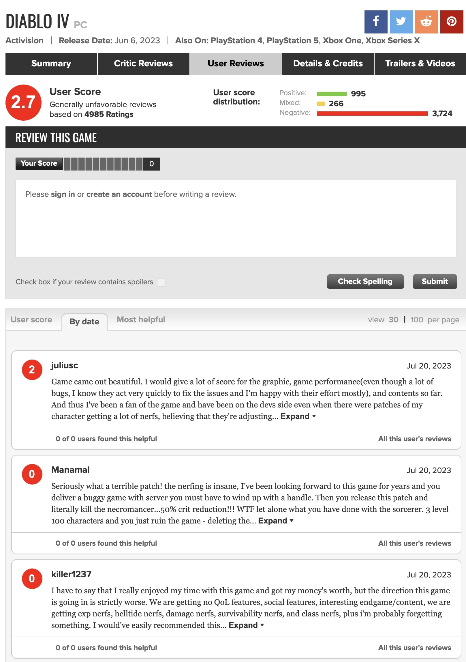 Metacritic Review Bombing Addressed in User Review Score Changes