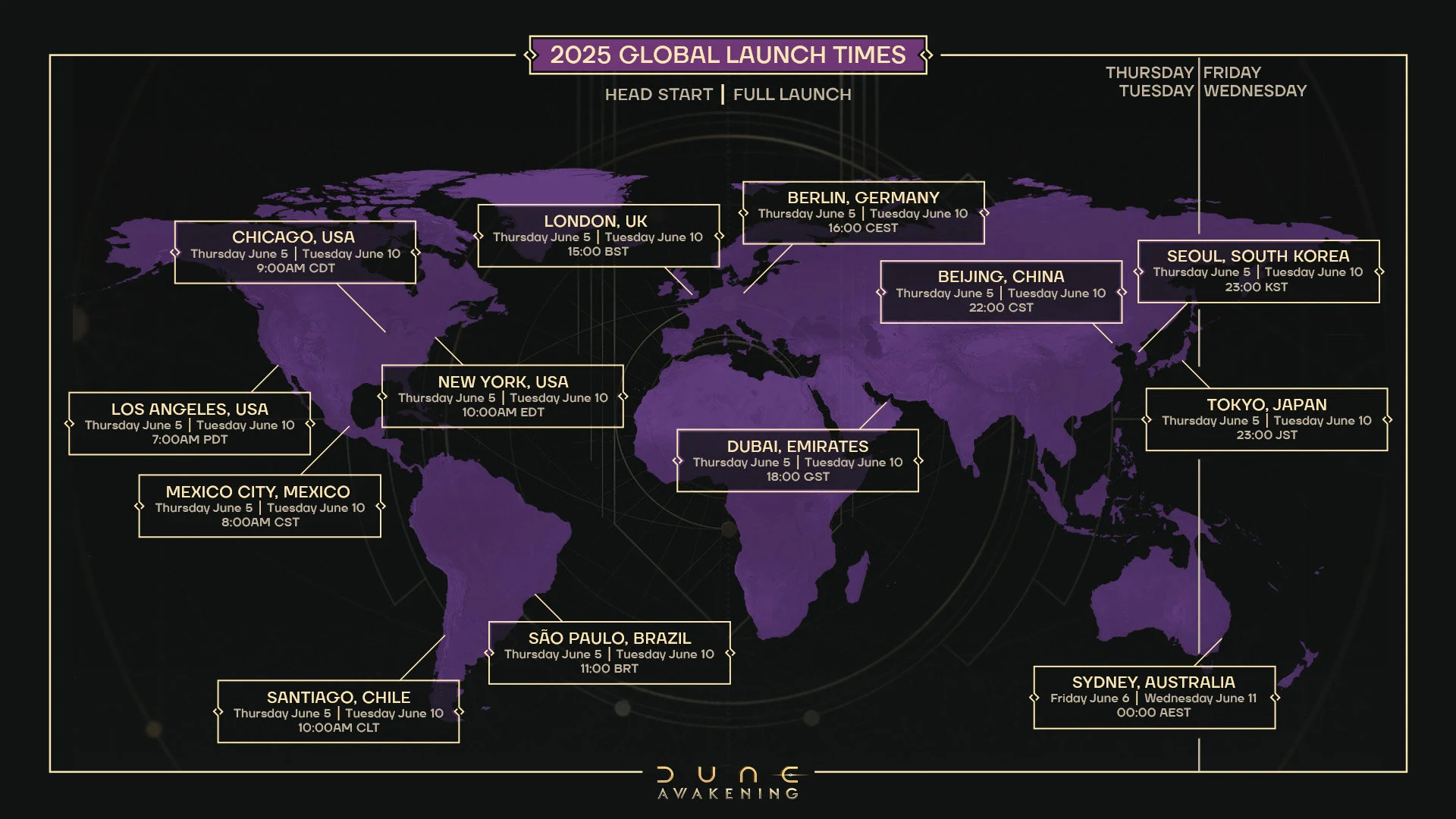 Dune: Awakening Global Launch Times - Release Date