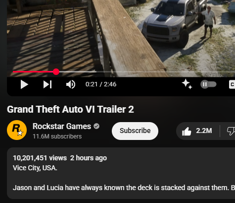 GTA 6 Trailer 2 - Rockstar Games - Grand Theft Auto VI