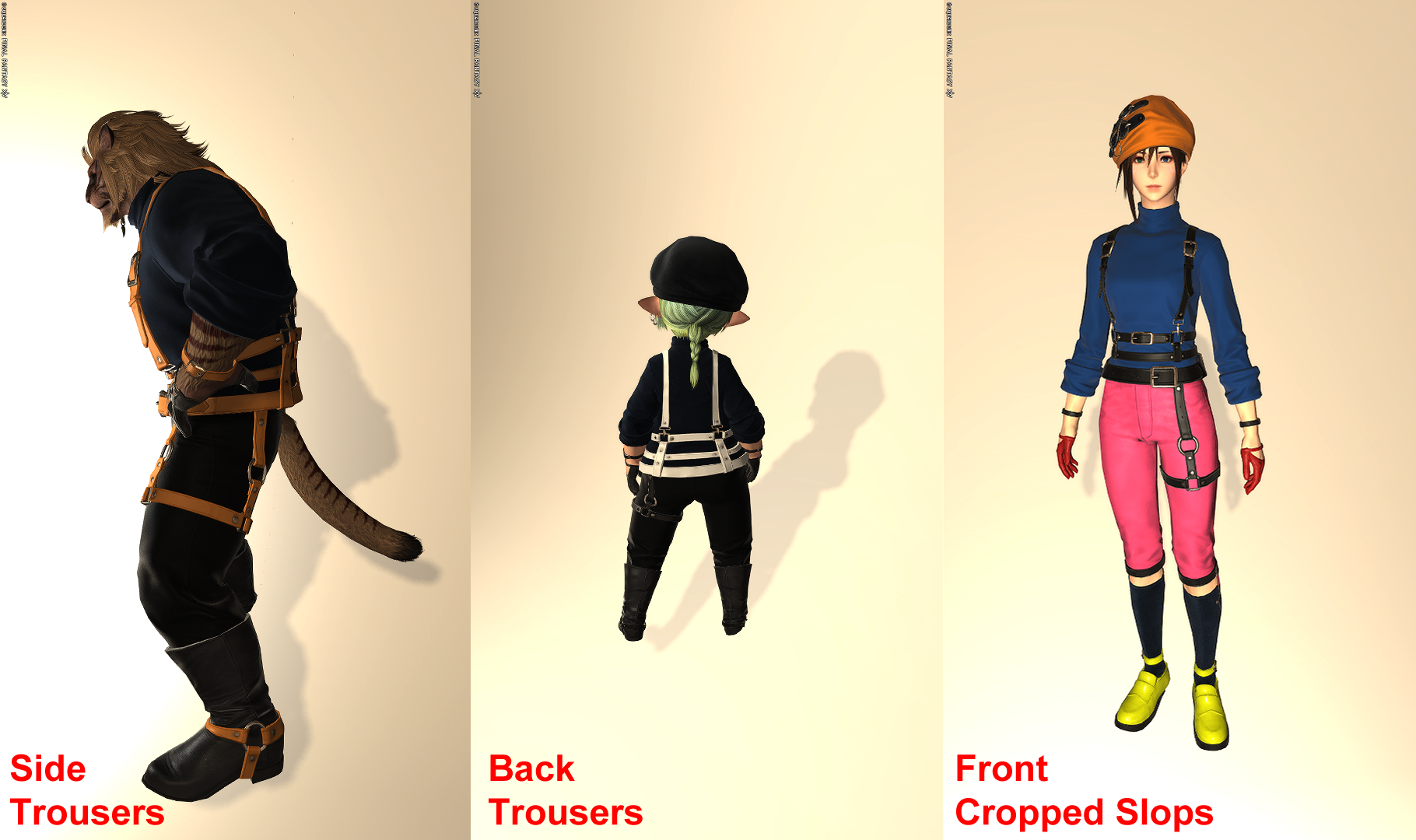 FFXIV Mogstation Belt-leather Attire Set Dyed 3 Different Ways