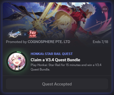 HSR 3.4 Discord Quest Progress