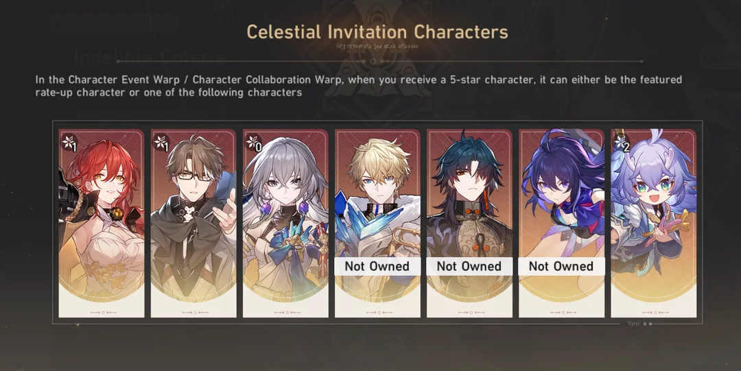 HSR Celestial Invitation Selection
