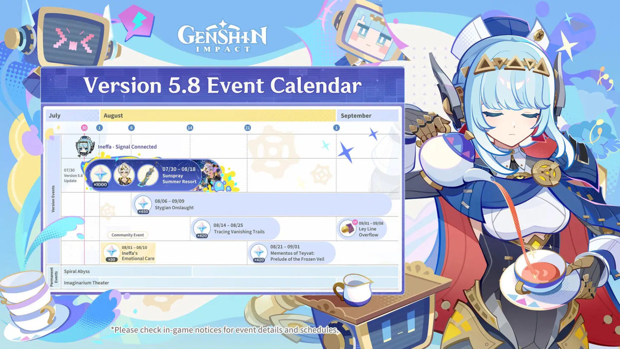 Genshin Impact Version 5.8 Event Calendar