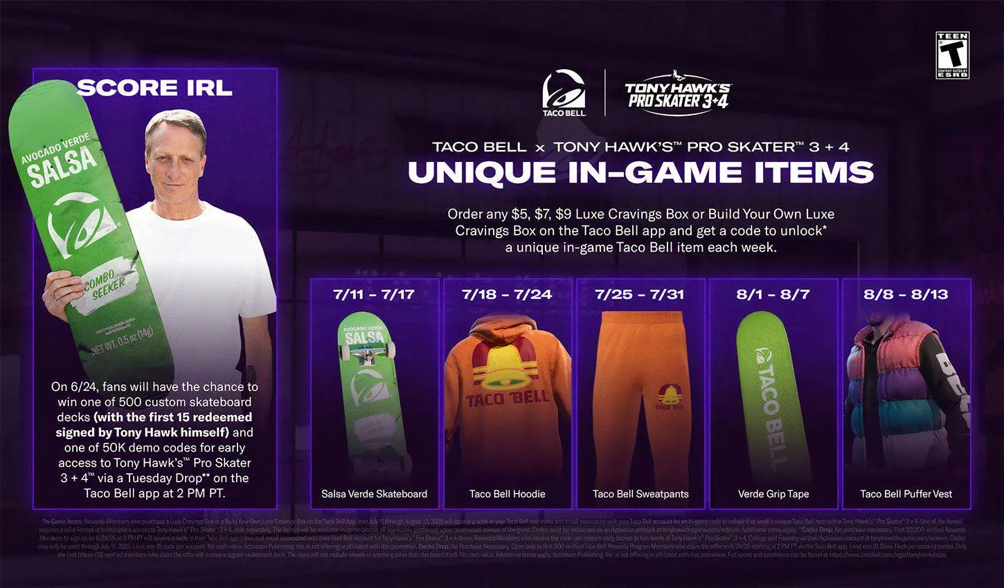 Taco Bell x Tony Hawk's Pro Skater 3+4 Promo