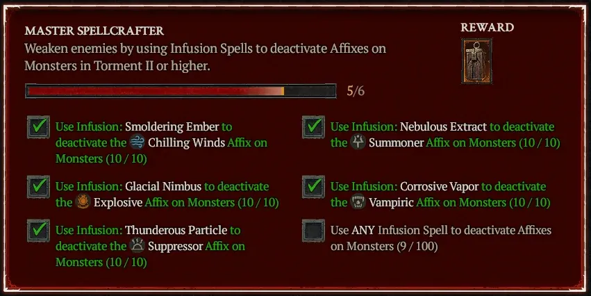Master Spellcrafter Season Journey Objectives - Season 9 - Diablo 4
