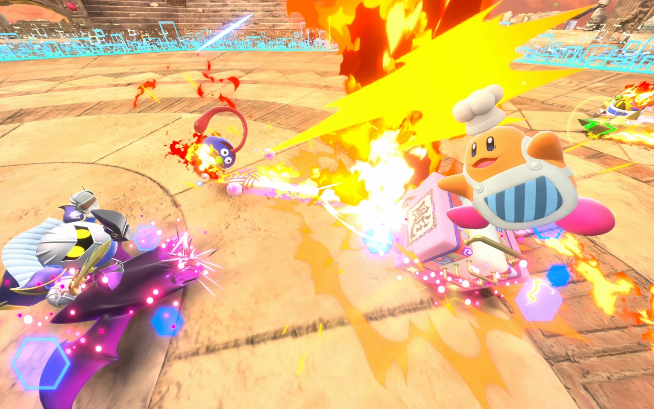 Some of the characters in Air Riders include Meta Knight and Chef Kawasaki
