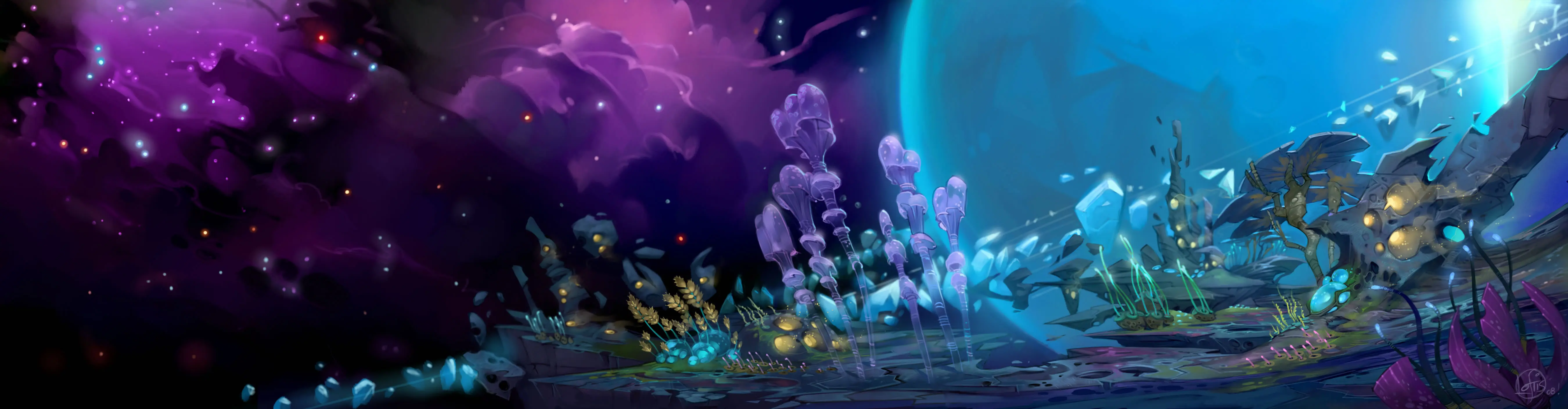 Colorful Wildstar Sci-Fi Environment Concept Art