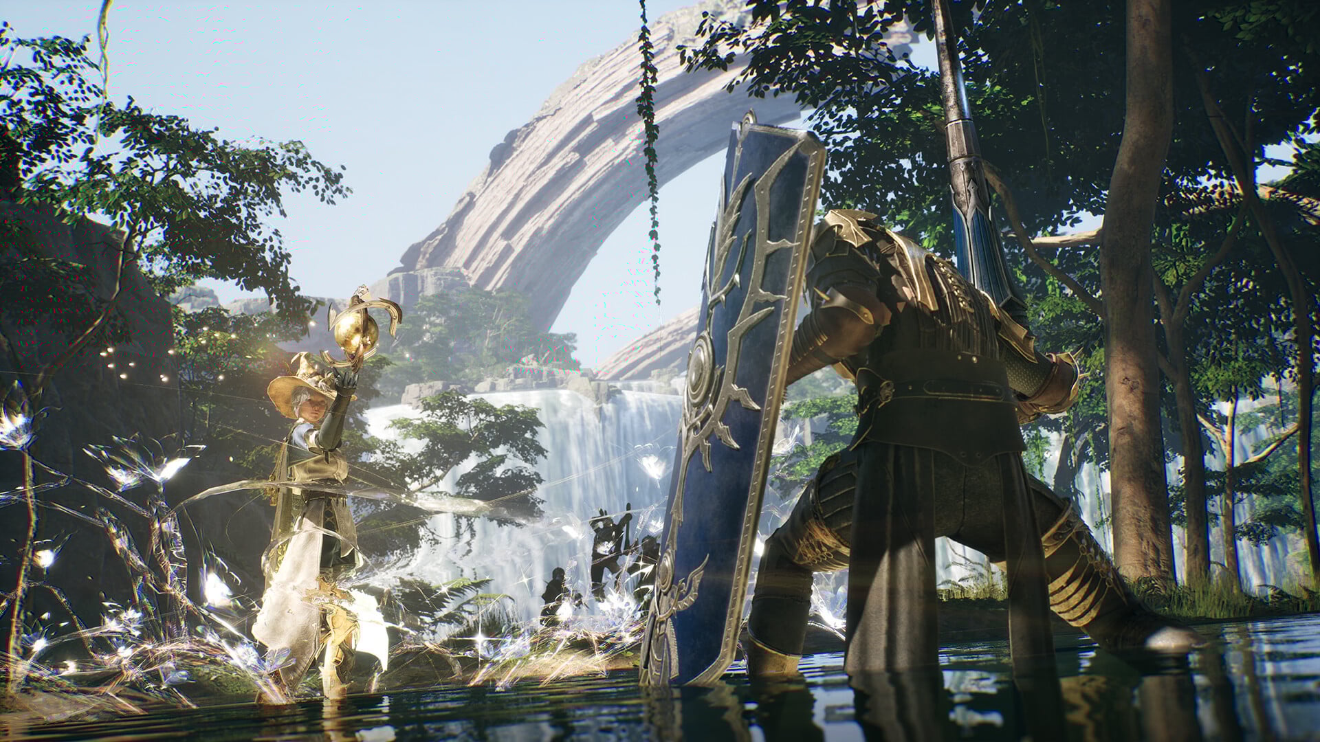 Swordsman holding shield in Chrono Odyssey.