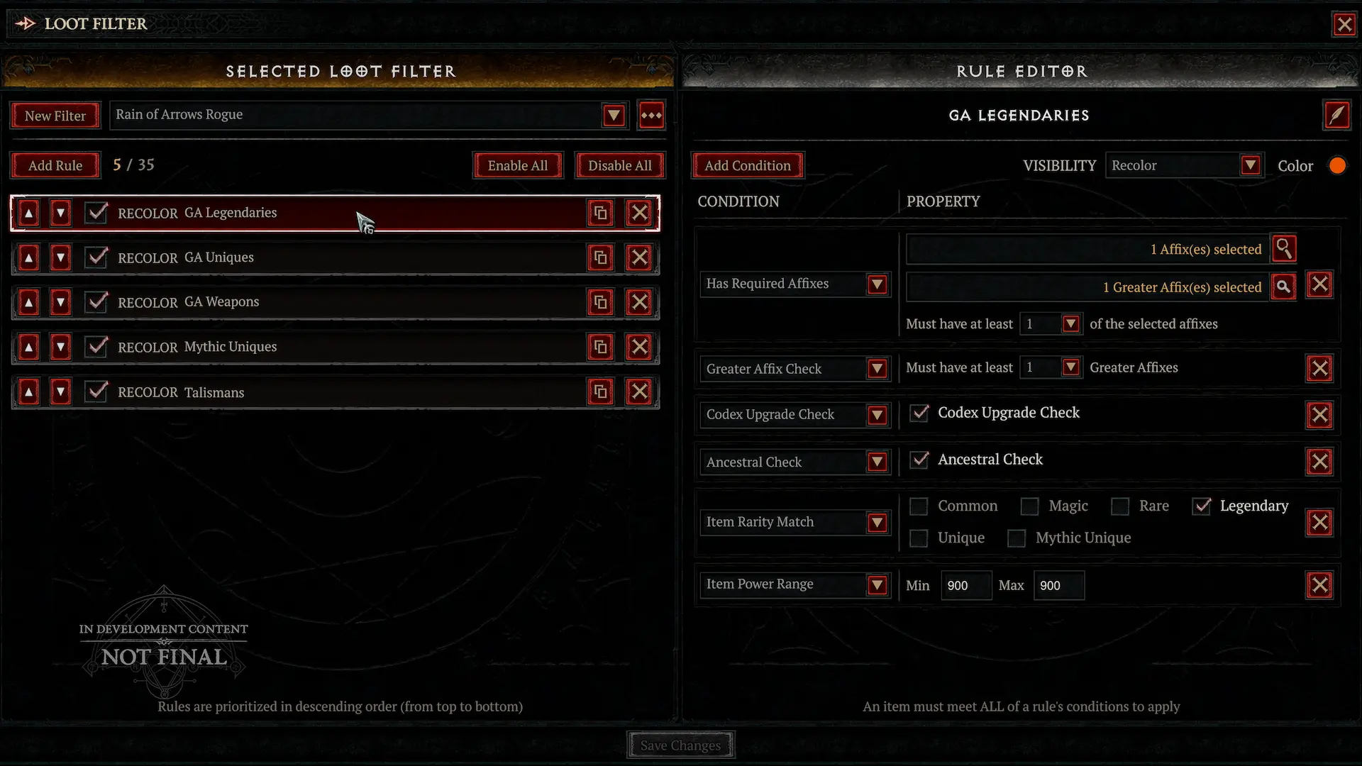 Diablo 4 Loot Filter Options