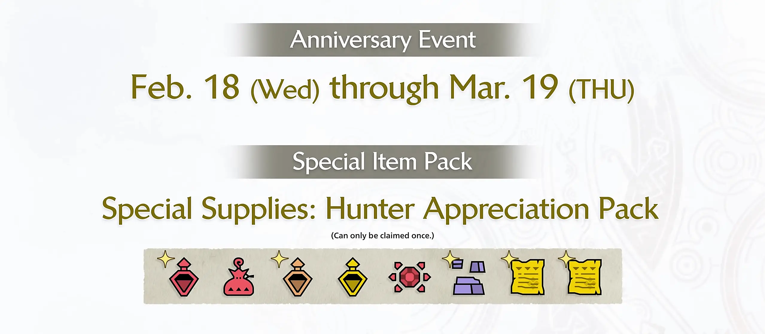 Monster Hunter Wilds Anniversary Event Free Special Item Pack