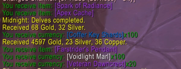 Veteran gear loot showcase